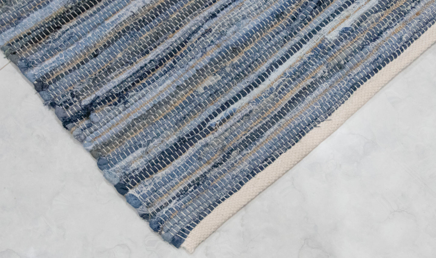 Blue Denim Cotton Kilim Rug